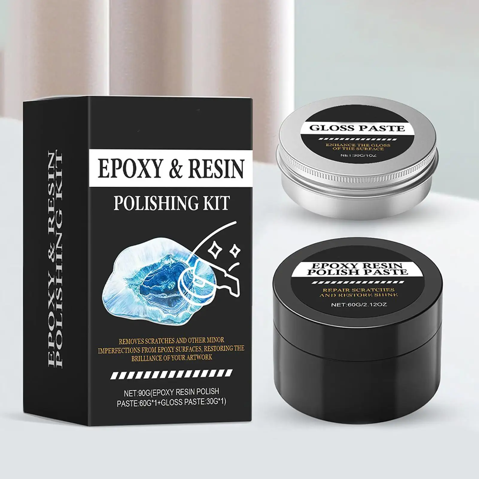 Epoxy Resin Polishing Kit Restore Luster Creamy Paste Epoxy Scratch Polishing Compound for Homeowners Beginners Art Projects