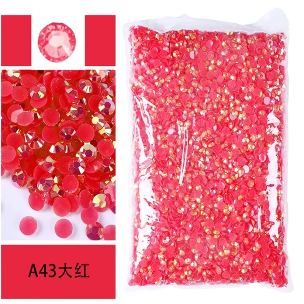 Bulk Jelly Color AB Transparent AB 2mm,3mm,4mm,5mm ，6mm Facets FlatBack Resin Rhinestone Nail Art Garment Decoration