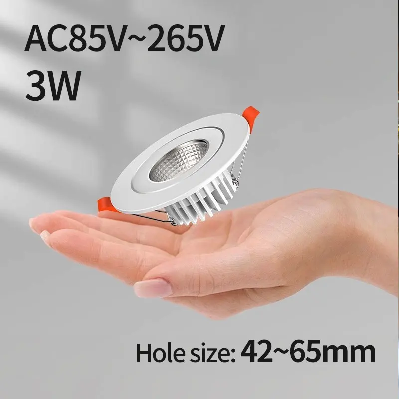 Recessed mini Spotlight 【42mm-65mm hole】1w 3w LED ceiling light 110 volt 220V indoor embedded small downlight with driver set