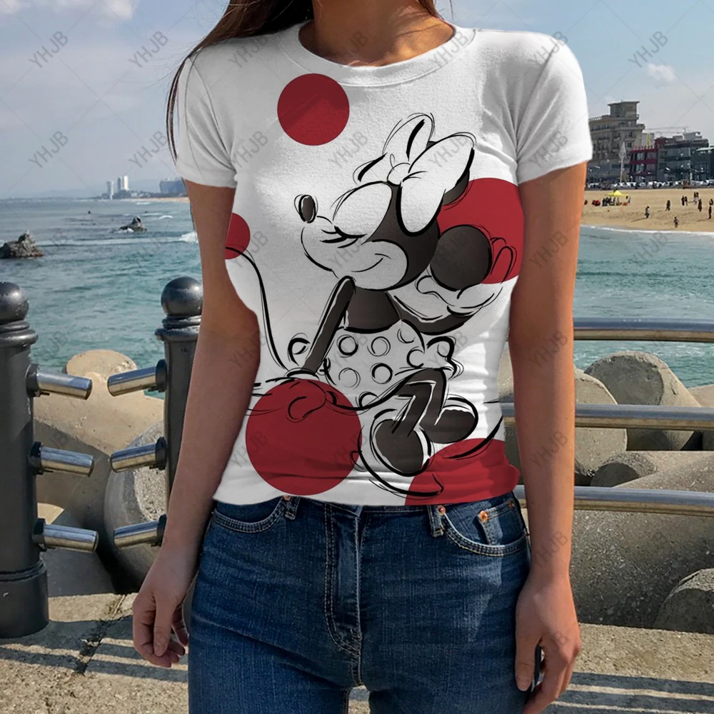 

Disney Mickey Mouse Print Women T shirt Cartoon Summer Top Ladies T Shirt Graphic Female Tee T-Shirt Disney Womens Clothing