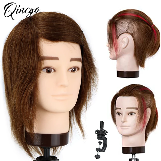 Mannequin Head with Human Hair 14Manikin Head 100% Real Hair Mannequin Head Human Hair Trainning Head Doll Head Doll Head for Practice Styling with