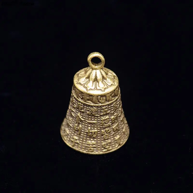 1PC Brass Handicraft Die-casting Scripture Bell Car Button Wind Bell Tibetan Bronze Bell Creative Gift Home Decoration Pendant