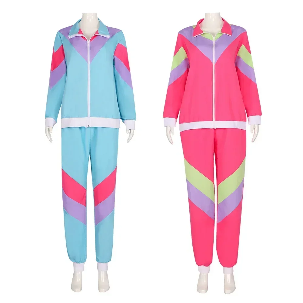 

Women Hippie Disco Cosplay Costume Performance Jacket Pants Casual Sportswear Outfits Halloween Carnival Suit