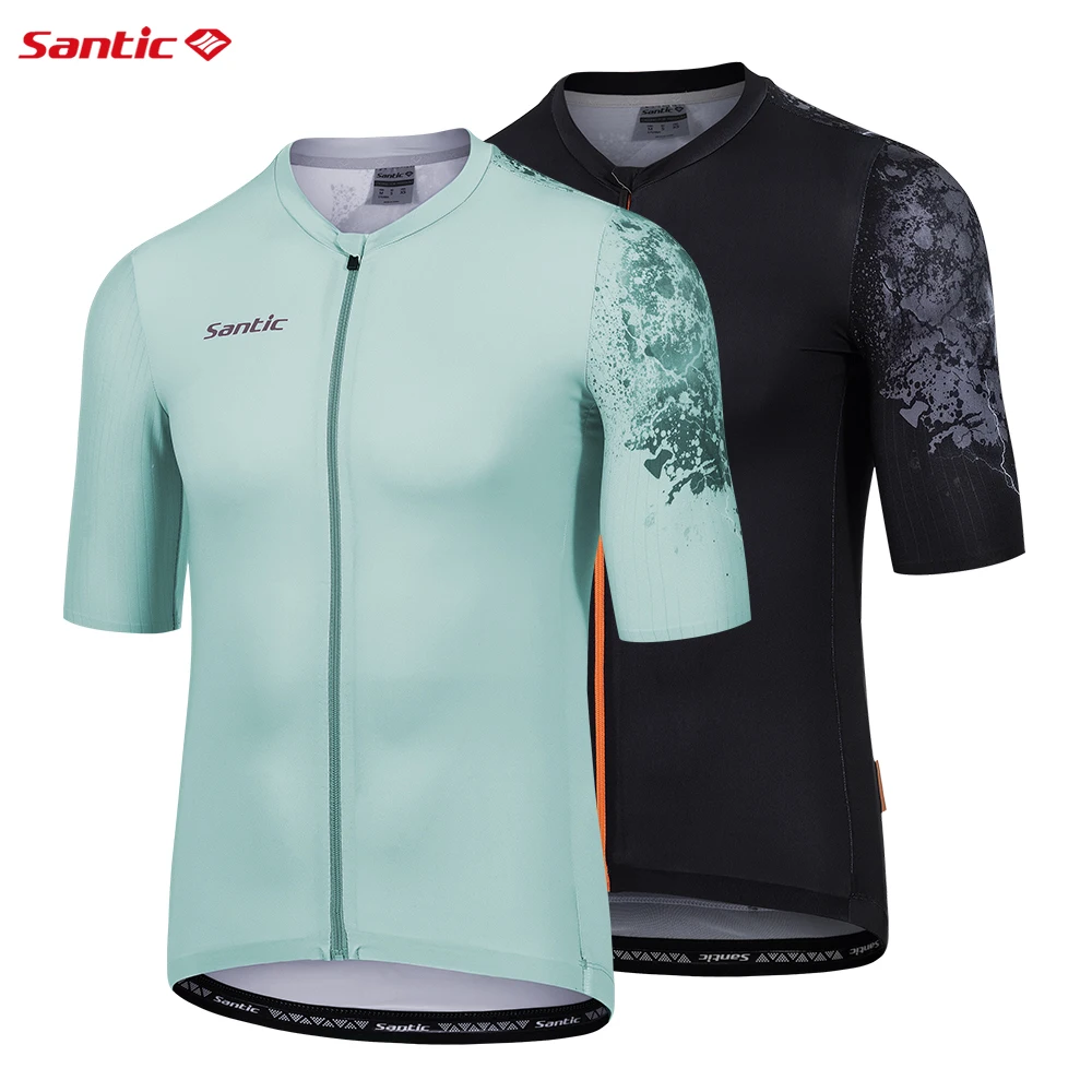 

Santic Men's Cycling Jerseys Summer Reflective Short Sleeves Bike Jackets Sportswear MTB Road Breathable Bicycle Tops Chothes