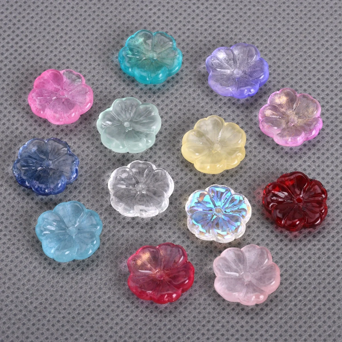 10pcs 15mm Flower Shape Handmade Lampwork Glass Loose Beads For Jewelry Making DIY Crafts Findings