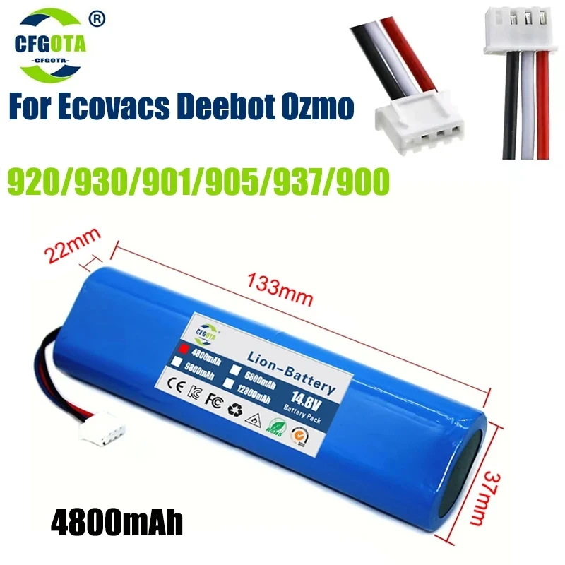 

100%.Original.Batería.Para.Robot.aspira For Ecovacs.Deebot.Ozmo.14,4V.12800mAh.900,901, 905,930,937.novedad.