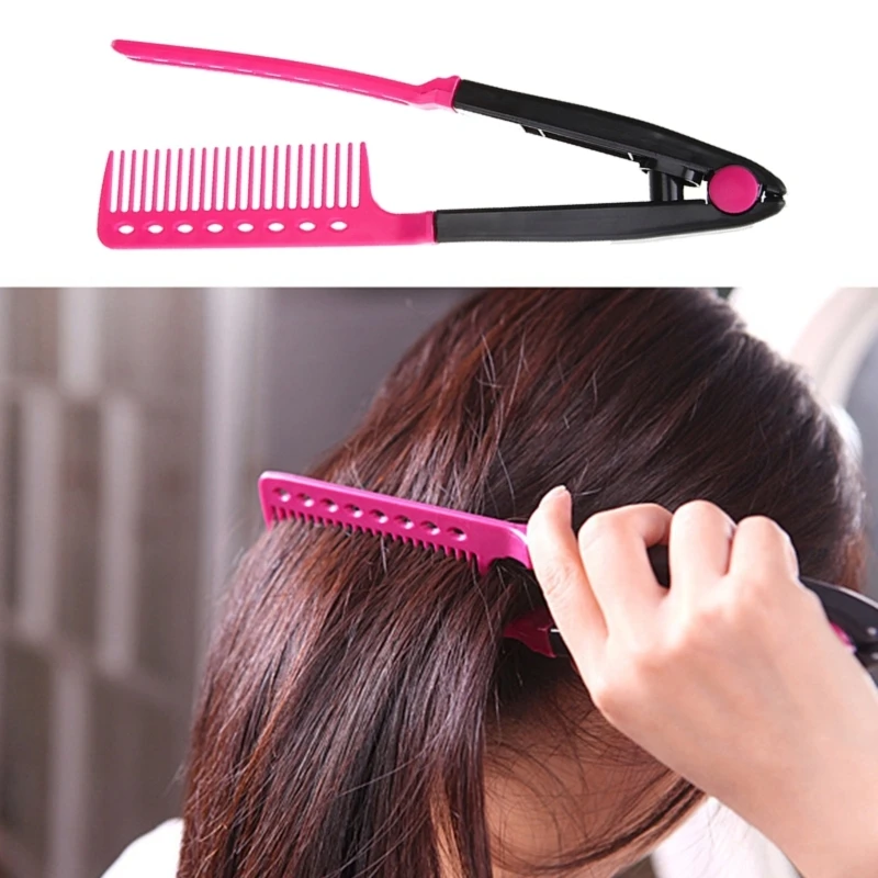 Hair Straightening Comb Haircut Anti-static V Shape Combs Clip Clamp  Hairdressing Styling Tools For Women Girls - Combs - AliExpress