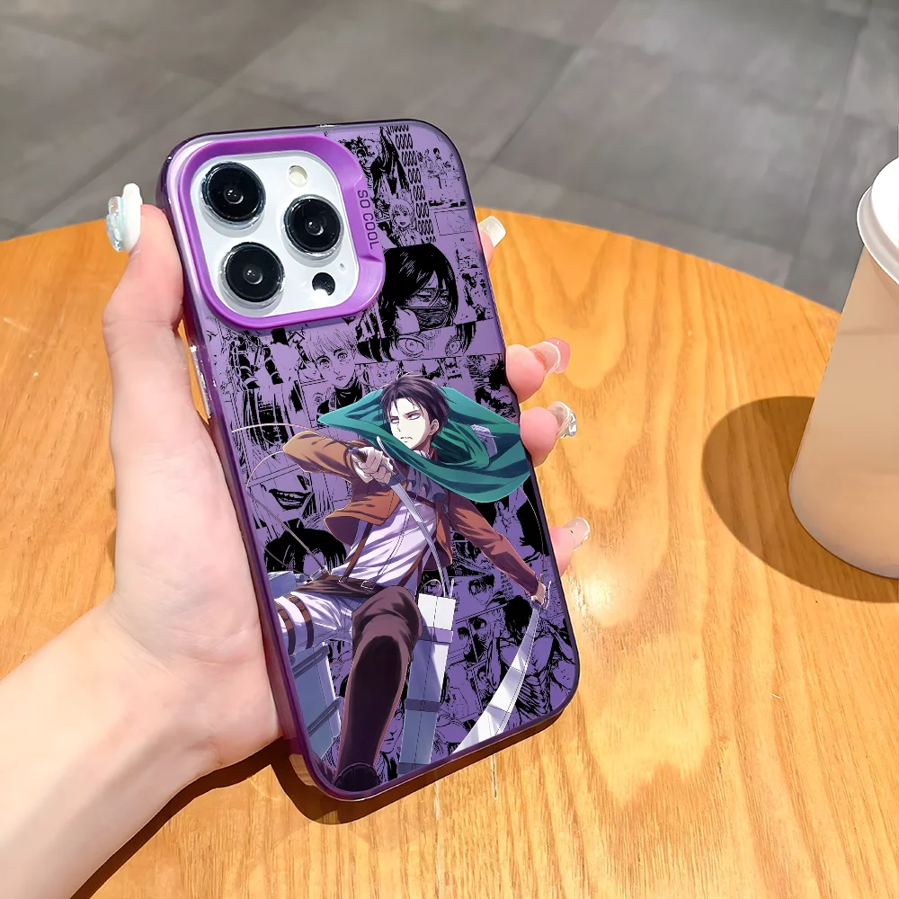 Anime Levi Ackerman Black Matte Multicolor Laser Metallic Aurora Phone Case