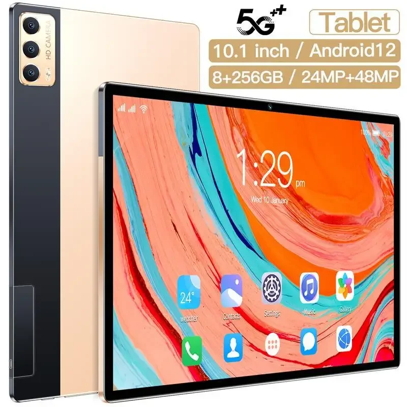 HD 스크린 태블릿 5G 듀얼 SIM 카드 또는 와이파이 블루투스 지지대 통화 태블릿, 안드로이드 12, 8GB RAM, 256GB ROM, 10.1 인치 X114k, 신제품, 인기 판매 