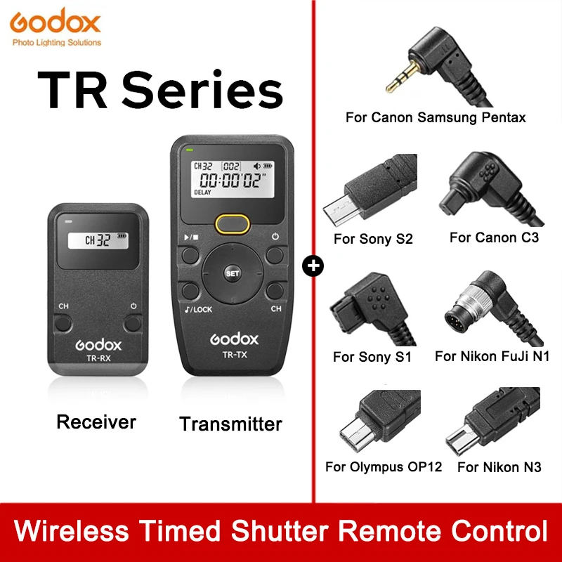 Godox Tr-Tx/Rx Dslr Timer Wireless Telecomando Cavo Di Rilascio Dell'Otturatore Della Fotocamera Per Canon Nikon Sony Fuji Panasonic Fotocamere Focus