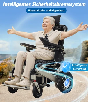 Sedia a Rotelle Elettrica Pieghevole e Reclinabile, Motore 500W, Batteria 48V 20Ah, Portata 150 Kg, per Interni ed Esterni - Spedizione dall'UE