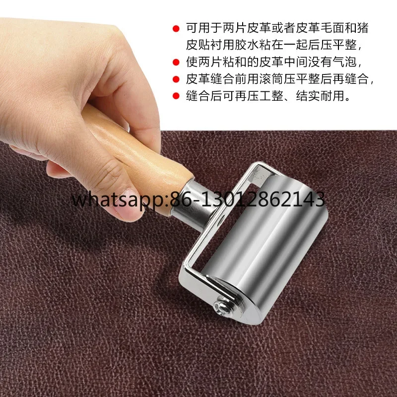 가죽 엣지 프레스 롤러 나무 손잡이 솔리드 핸드 푸시 롤러 엣지 프레스 가죽 평탄화 수제 DIY 가죽
