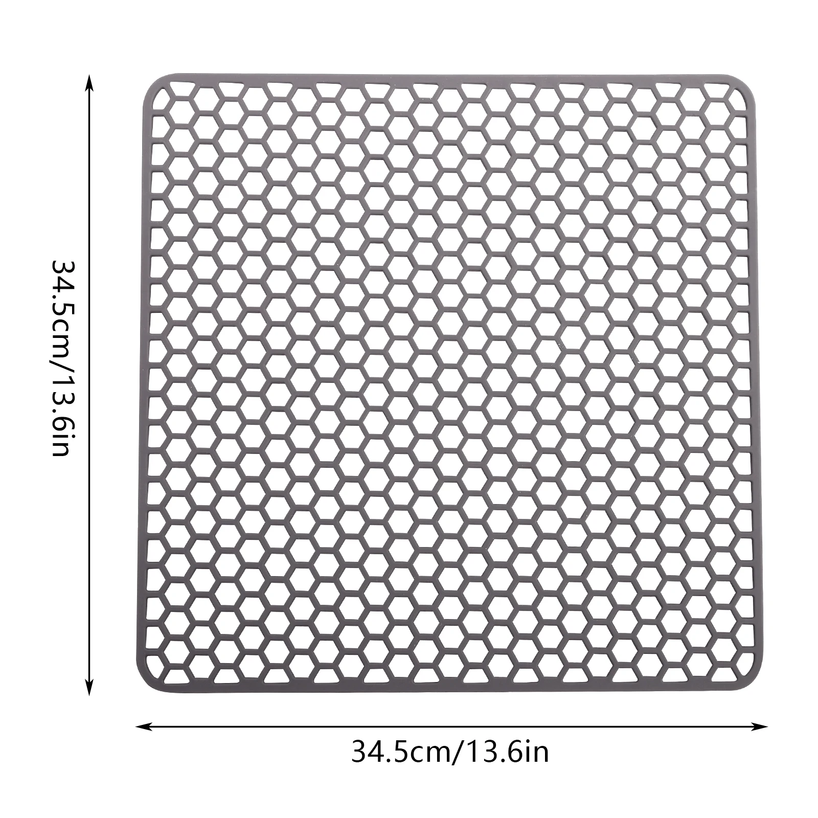 Dunkelgraue 34,5 x 34,5 cm quadratische, isolierte Silikon-Waschbeckenunterseite, schützende Esstischmatte, Waschbecken-Schutzmatte, Silikon-Waschbeckenmatte – Detail 3