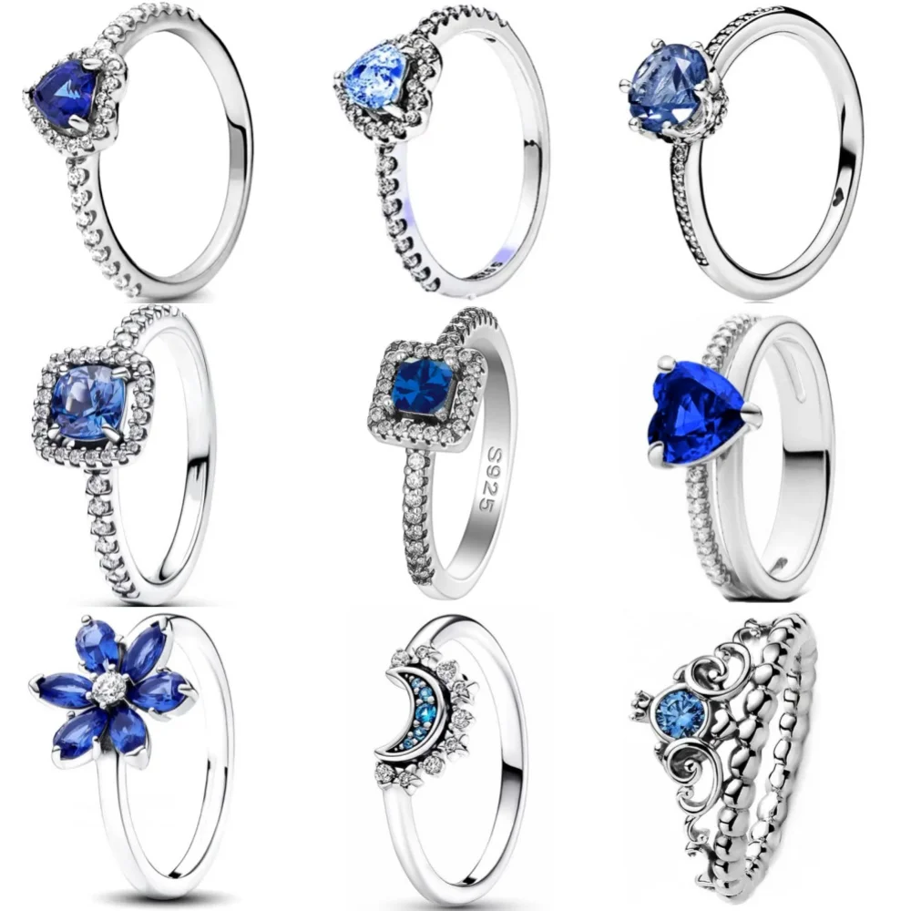 Silver Ring 925 Sterling Silver Ring For Women Original Fashion Jewelry Accessories Moon Snowflake Heart Gifts Wedding Patry