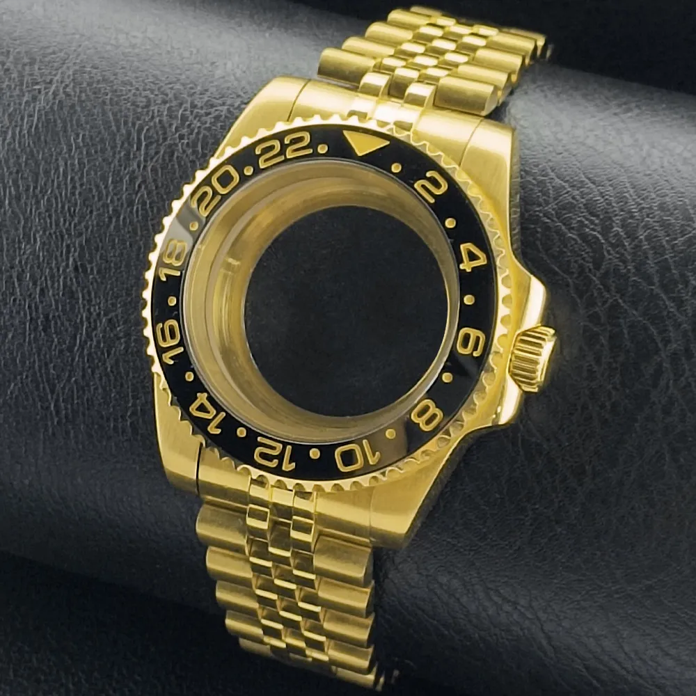 Premium GMT Watch Case with Bidirectional Sapphire Bezel and Slide Buck, 40MM, 5Bar Water Resistance