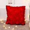 40*40CM  Fancy Wedding Gift Cushion Cover Hugging Pillow Cover 3D Rose Flower Hotel Soft Red Cushion Cover 1