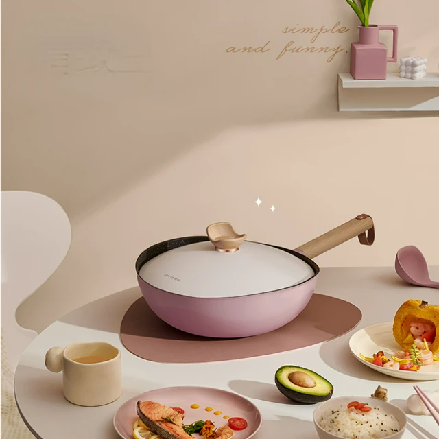 Medical Stone Non-stick Cooking Pot Household Pink Kitchen Pan Steak Frying  Pan Induction Cooker Gas Cooker Universal Saucepan - Pans - AliExpress