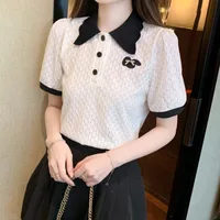 Short Sleeve Women's Polo Kawaii Summer Outfit T-shirts Contrast Color Aesthetic Korean Clothing Pulovers Trend 2025 Female Tee - Image 6