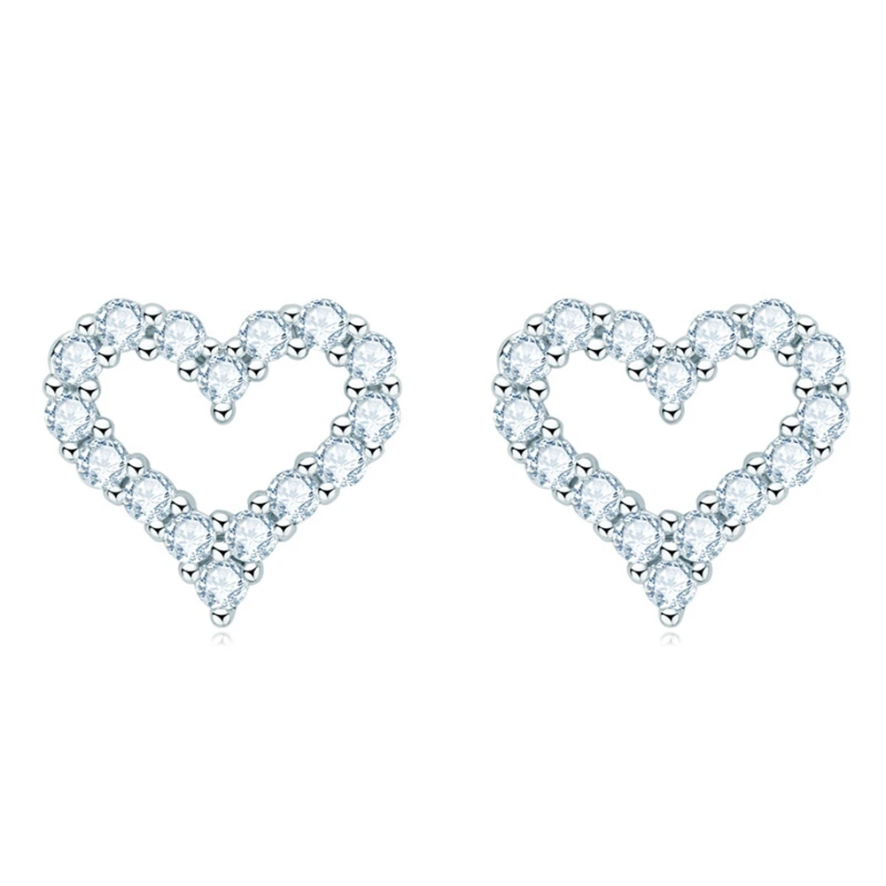 Vinregem 925 Sterling Silver Heart Moissanite Pass Test Diamond Stud Earrings Fine Jewelry For Women Anniversary Gift Whole