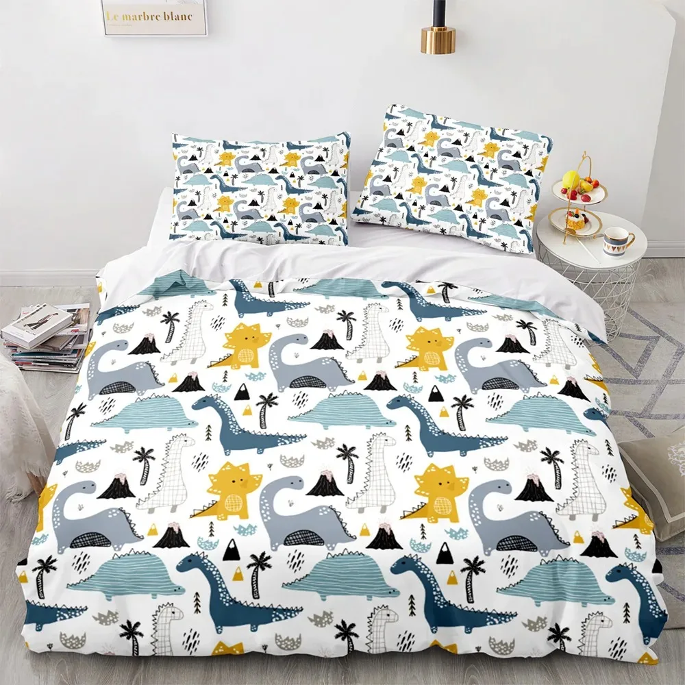 thumbnail image 1 of Juego de cama con funda de dinosaurio 3D, juego de 3 piezas con dibujos de animales, 1 funda de cama, juegos de edredón tamaño queen, 1 of 4