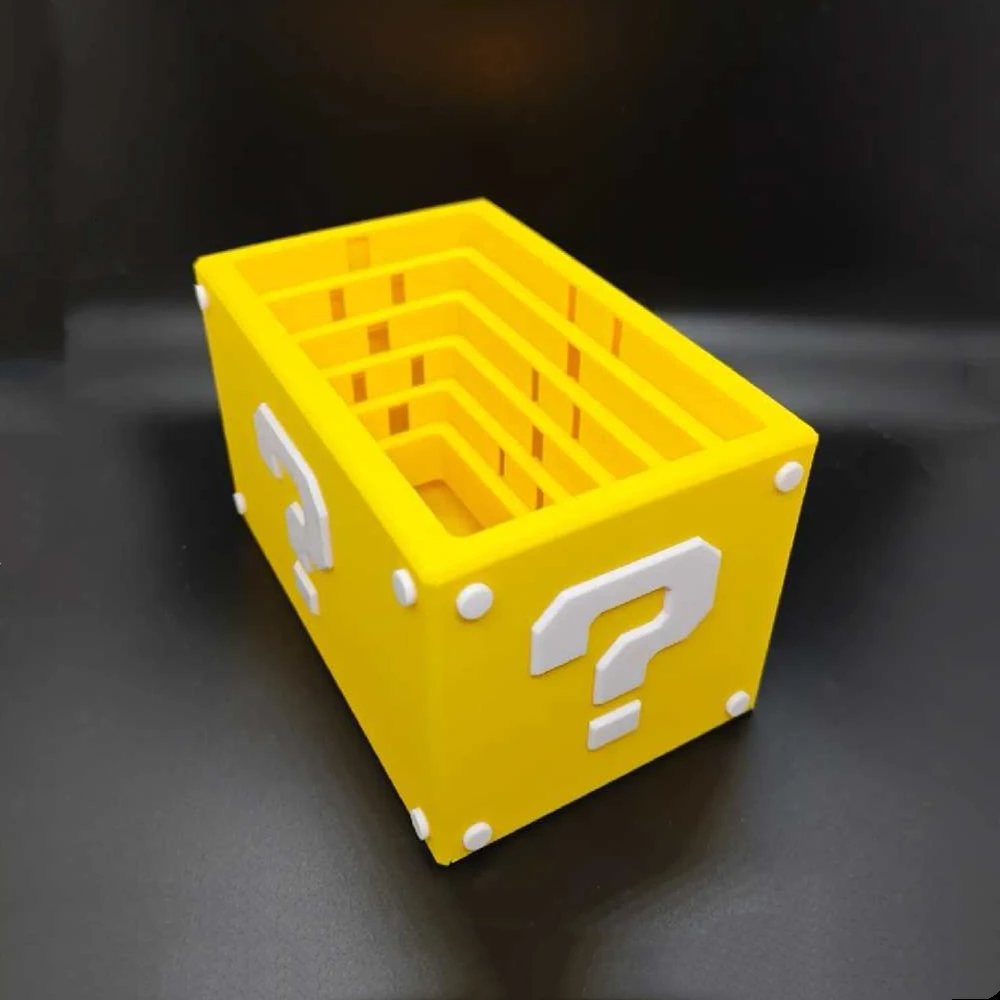 3D Printed Question Block Tissue Box with Auto Lowering Design for Decor Self Lowering Top for Easy Last Tissue Access