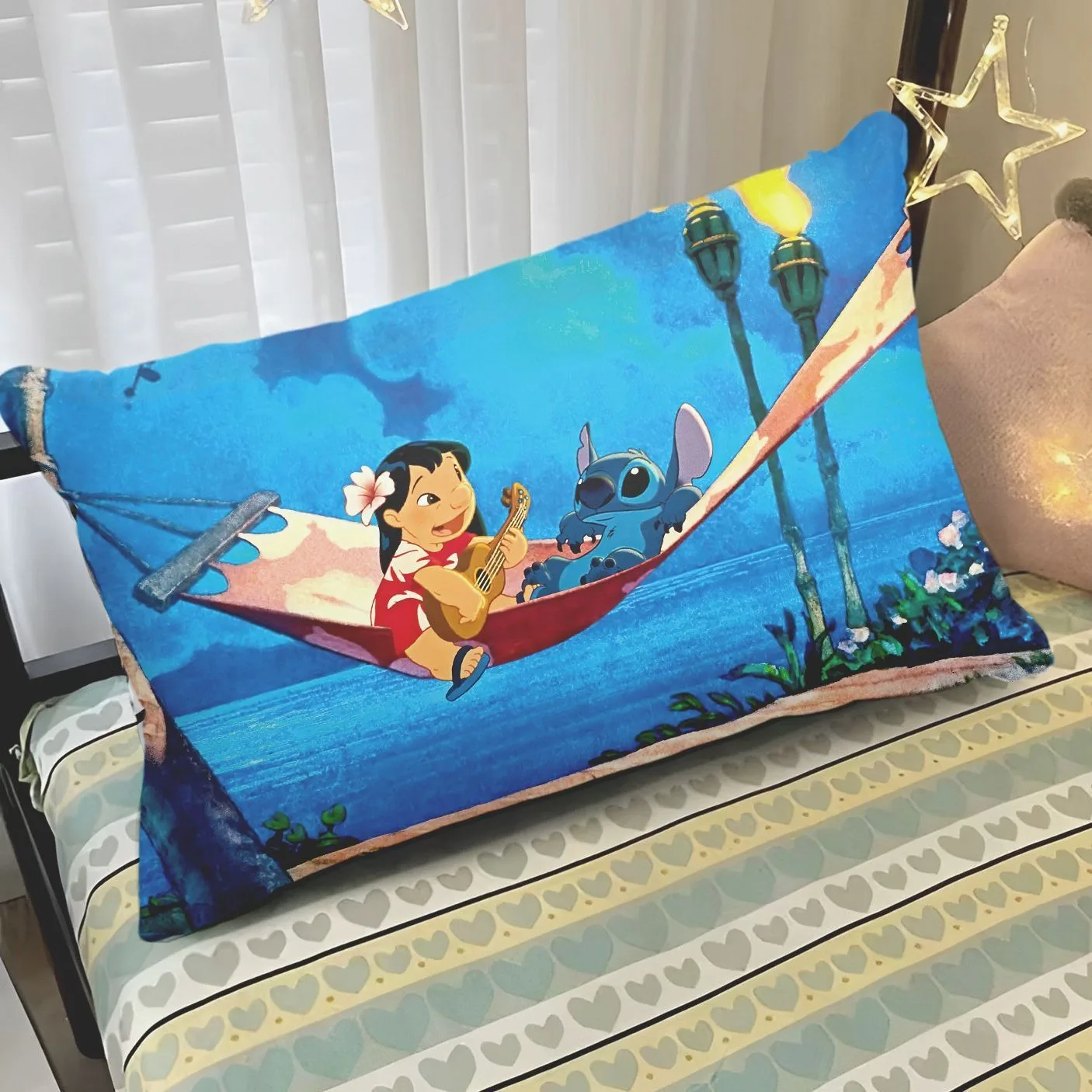 Disney Lilo and Stitch pillowcase children's student sleeping pillowcase sofa cushion cover suitable for room home decoration 3