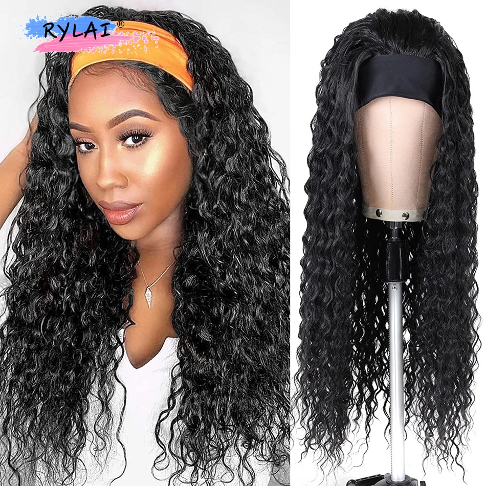 

Long Afro Kinky Curly Headband Wig Super Soft Long Curly Synthetic Wigs Natural Looking Women's Wigs Organic Fiber Hair Wig