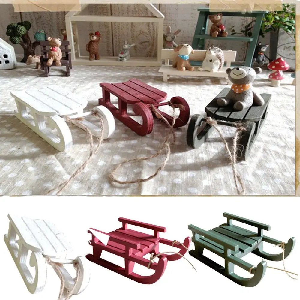 

Игрушечные миниатюры, подарок для детей, рождественское праздничное украшение, настольные украшения для рукоделия, Рождественские сани, декоративное украшение, фигурка сани