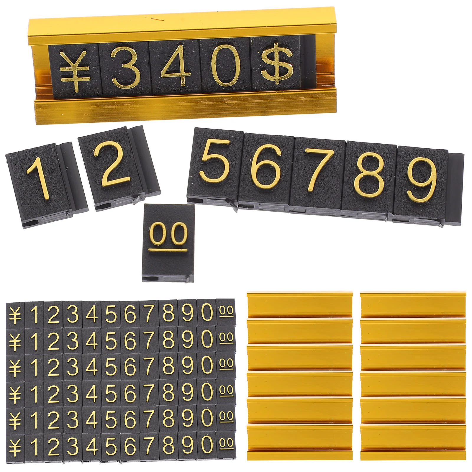 

12 Sets Commodity Price Boards Shopping Mall Price Signs Adjustable Number Price Display Tags