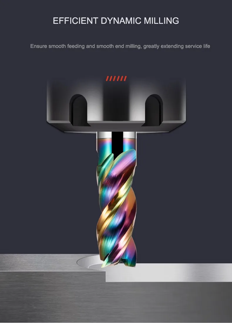 Gamont hrc65 3-Flöten-Wolframstahlkarbid bunte Beschichtung Schaft fräser CNC-Maschinen Aluminium Spezial-U-Nut-Fräs werkzeug – Detail 3