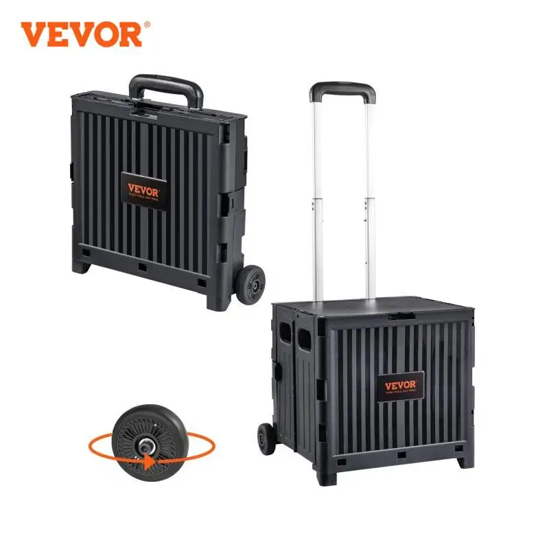 Portable Hand Cart VEVOR Foldable Utility Shopping Cart Folding Telescope Handle Wheels Travel Office Garden Use