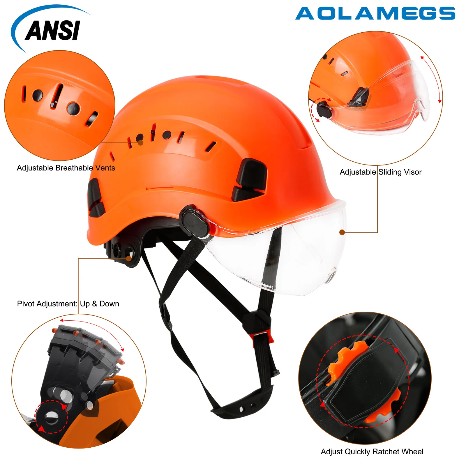 Safety Helmet With Goggles Outdoor Climbing Riding Protective Helmets Visor Working rescue Hard Hat High Quality ABS Work Cap