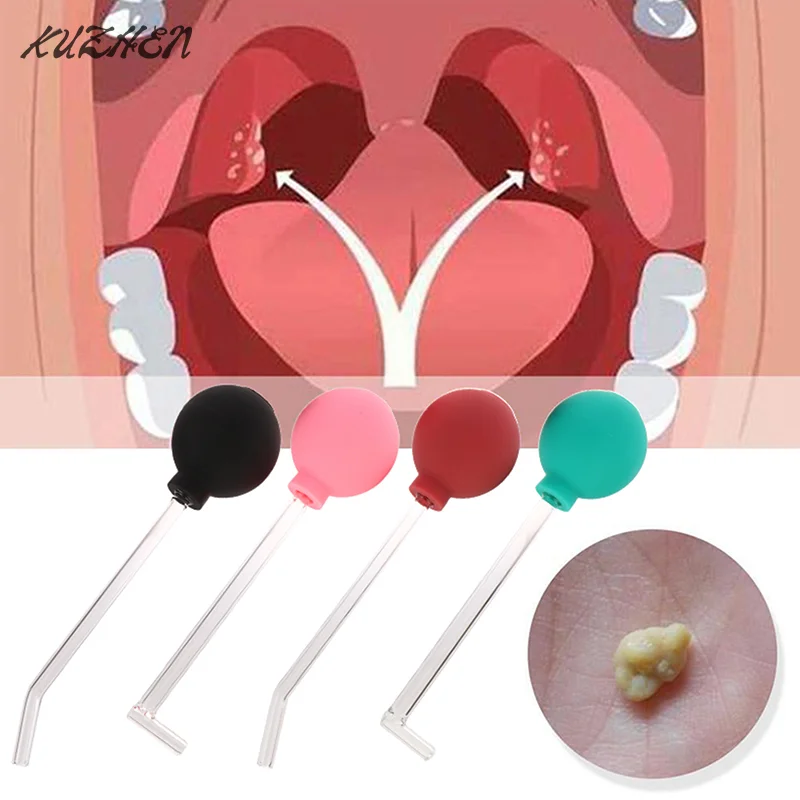 

15/90 Degrees Long Glass Tube Tonsil Stone Remover Tool Suction Ball Manual Style Cleaning Mouth Care Tool Freshens Breath