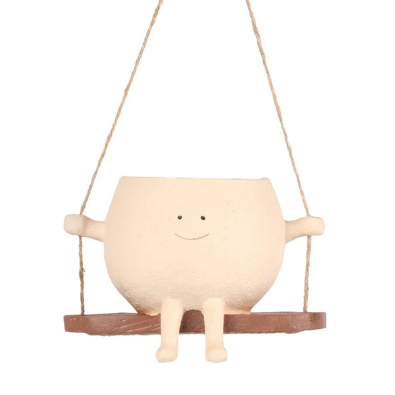 Garden Decoration Cute Swing Jar and Small Flower Pot Outdoor Courtyard Small Pendant Gift
