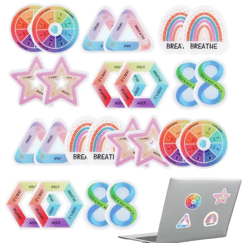 

Stress Stickers 24pcs Sensory Adhesives Tactile Rough Waterproof Aesthetic Rainbow Stress Stickers Mood Support For Relaxation