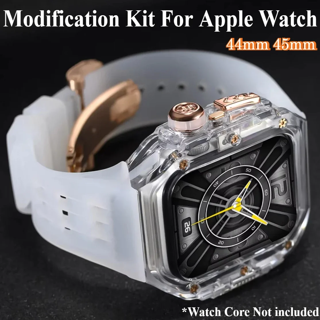 Elegant Enhancement Kit: Transparent Case & Rubber Strap