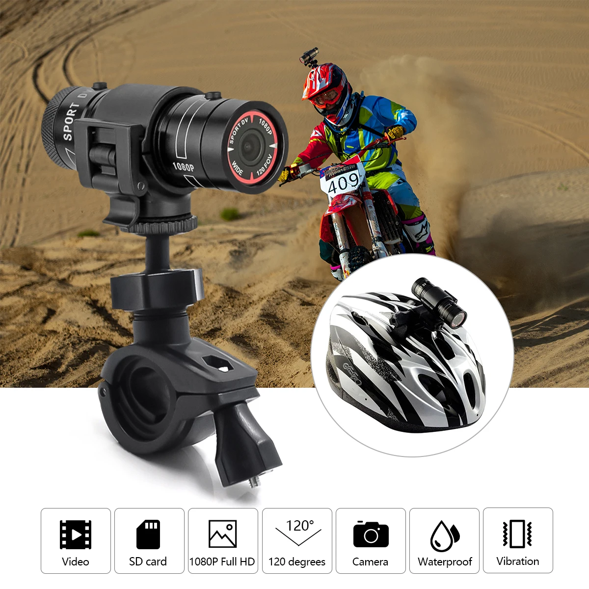 

F9 Camera Hd Mountain Bike Bicycle Motorcycle Helmet Sports Action Camera Video Dv Camcorder Full Hd 1080p Car Video Recorder