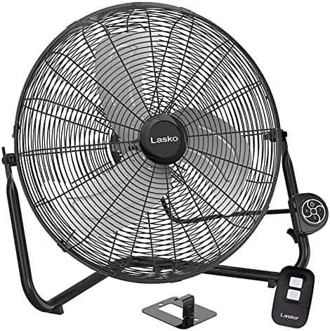 

High Velocity Floor Fan with WALL mount Option, 3 Powerful Speeds, Pivoting Fan for Home, Garage, Attic, 20", Black, 2264QM