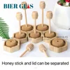 5 - 10pcs Hexagonal Glass Honey Bottle with Dipper Wooden Stirring Sticks Packaging Jars Dispenser Food Storage Container Gift 4