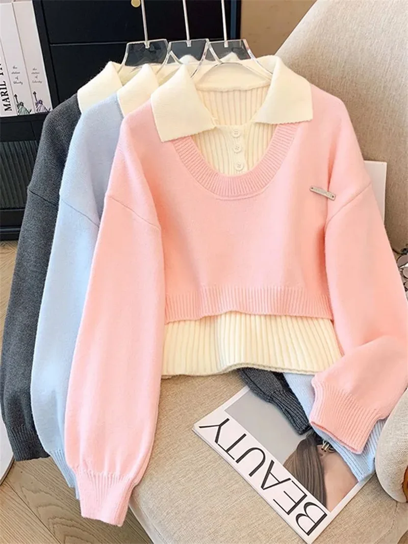 College Style Knitted Sweater Vest Two-piece Set For Women's Autumn 2026 Autumn Winter New Sweet Age Reducing Fashion Set