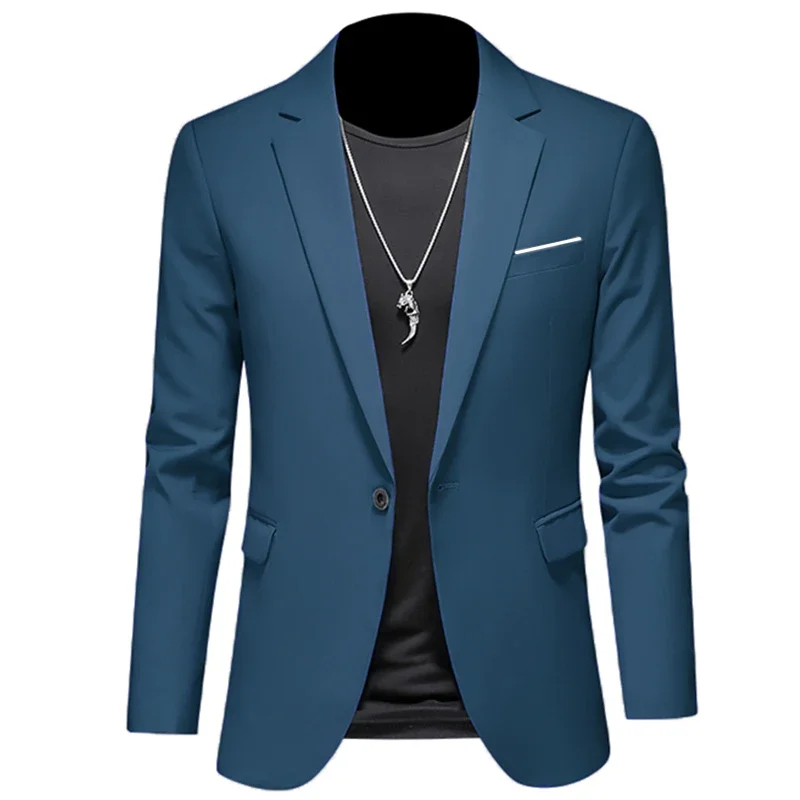 

2023 Fashion New Men's Leisure Casual Boutique Business Solid Color Slim Fit Suit Blazers Jacket Dress Coat