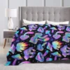 Psychedelic Magic Mushrooms Flannel Fleece Blanket Lightweighr Soft Cozy Plush Blanket for Bed Sofa Gift for Family 80x60 Inch 1