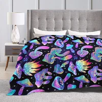 Psychedelic Magic Mushrooms Flannel Fleece Blanket Lightweighr Soft Cozy Plush Blanket for Bed Sofa Gift for Family 80x60 Inch 1