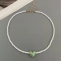 Collier ras du cou court en forme de cœur pour femmes, couleur tendance, fait à la main, couleur bonbon, bijoux en forme de cœur d'amour, nouvelle collection 5