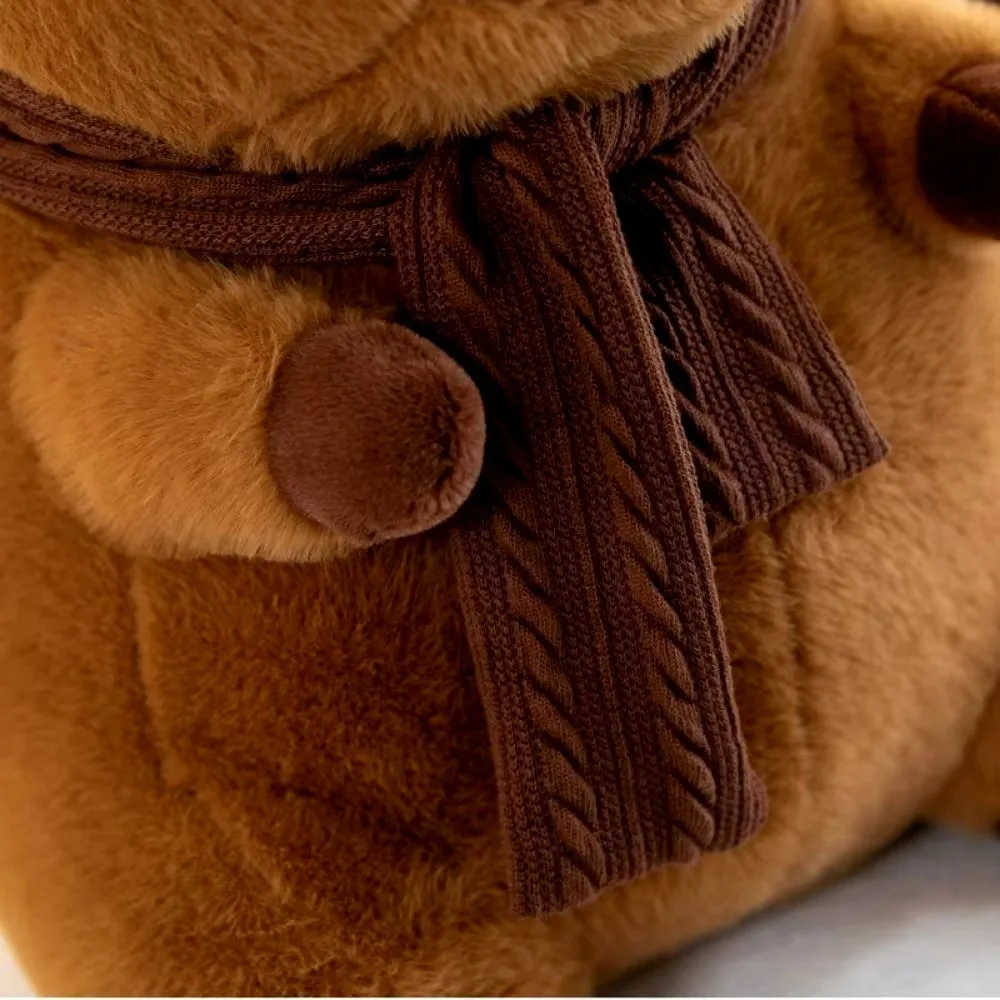Peluche capybara douce avec écharpe amovible cadeau anniversaire_voghion.com