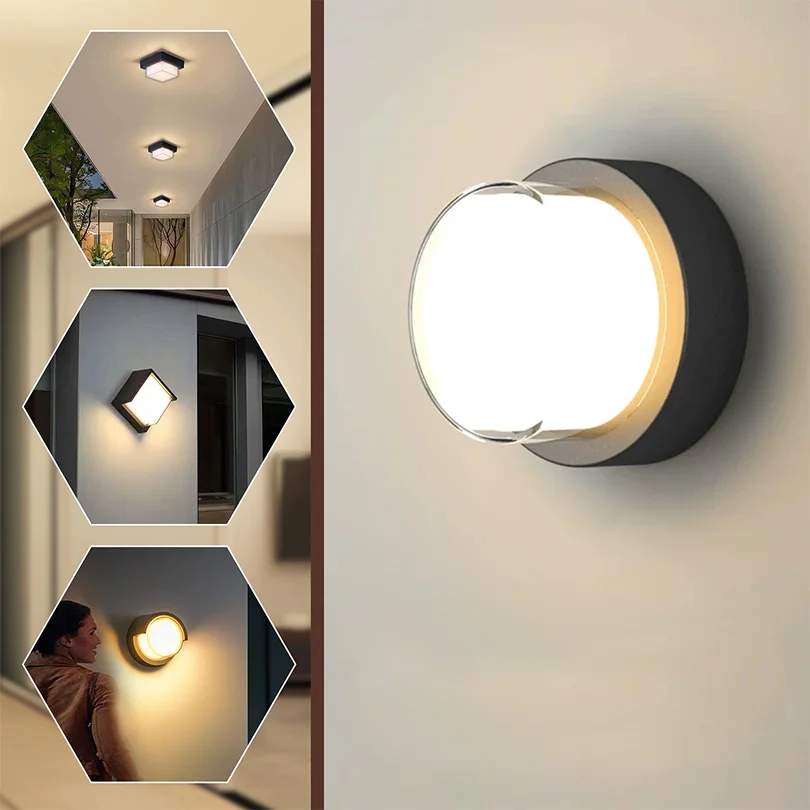 Waterproof Wall Lamp LED Bedroom Living Room Lamp Home Outdoor Lighting Circular Moon Lamp Wall Decoration Creativity 90-265V