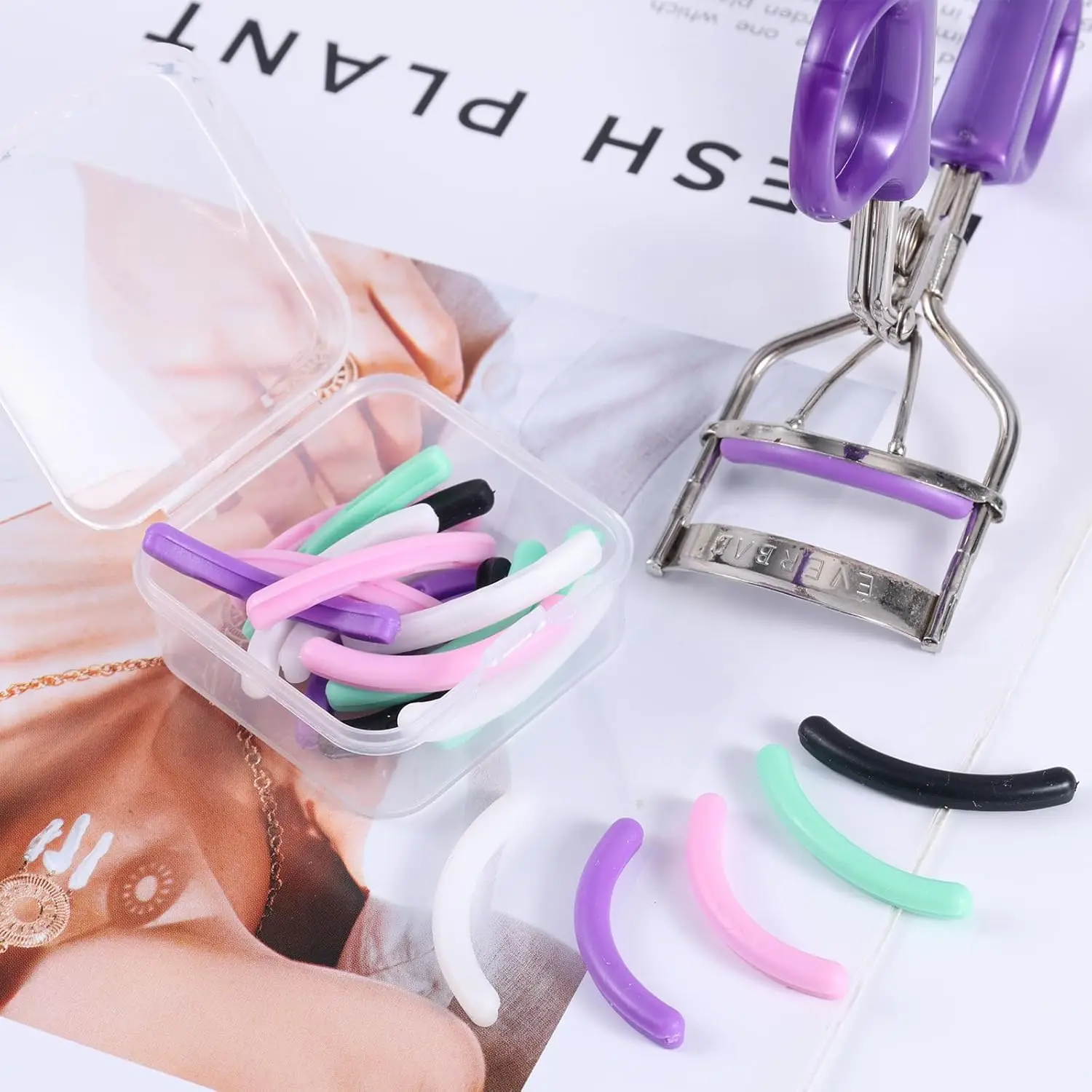 24PCS Eyelash Curler Refills - Hypoallergenic Silicone Pads Universal Fit w/ Case Salon-Grade Anti-Slip Design 100+ Uses