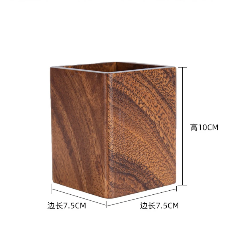 Walnut pen holder Japanese creative solid wood storage box office desktop ornaments wooden pen holder senior sense light luxury