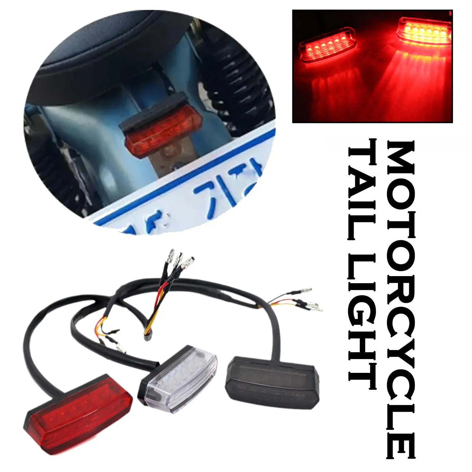 JMTBNO Feu Arrière Moto LED Universel Avec Clignotants Et Support Plaque - Feu Stop Intégré Pour Custom Cruiser Bobber
