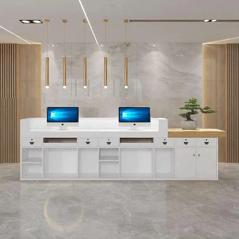 Illuminated Counter Reception Desks Stylish White Luxury Front Reception Desks Design Modern Mostrador Negocio Bar Furniture